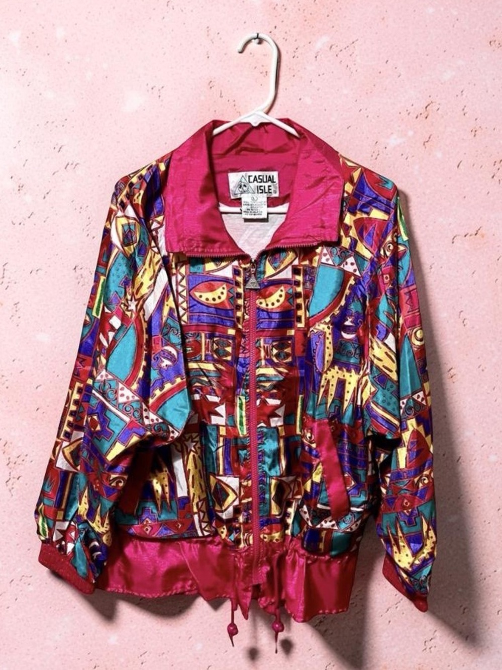 Vintage 80s/90s Giraffe Print Silky Windbreaker